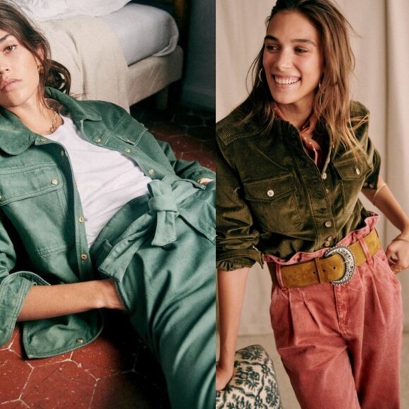 Sezane High Rise Paperbag Waist Pants Size 38 French US Size 6 Jade Green Boho - Picture 3 of 16